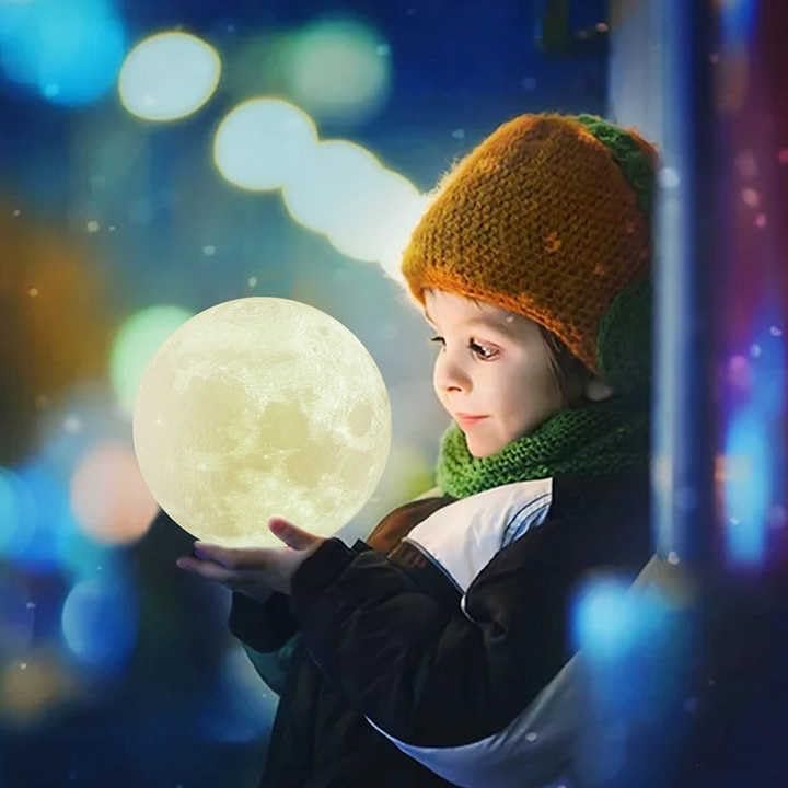 3D Moon Night Lamp β Rechargeable with 7 Color Changing Features
