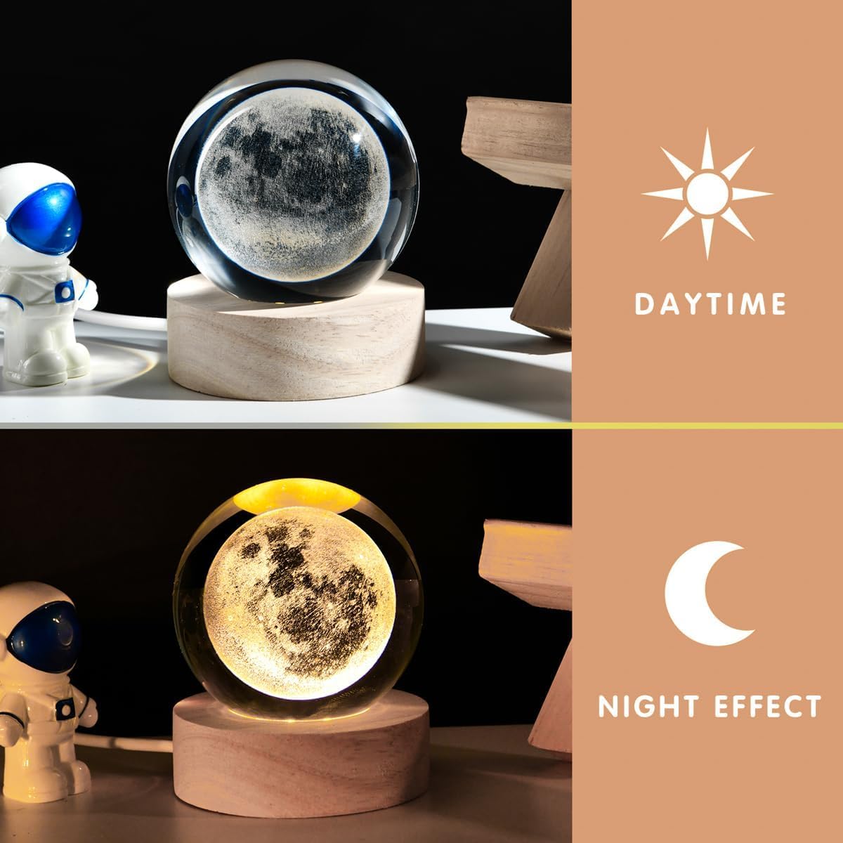3D Galaxy Crystal Ball Night Light with Wooden Base β LED Luminous Glass Lamp for Bedroom, Gifts & Decor πβ¨