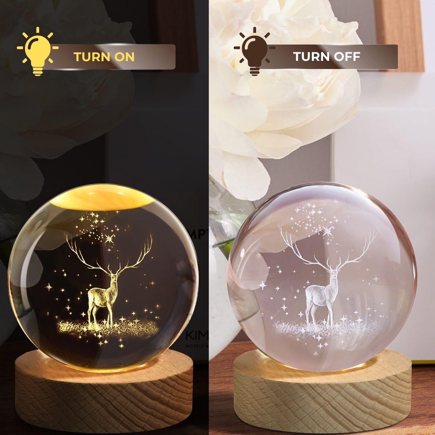 3D Galaxy Crystal Ball Night Light with Wooden Base β LED Luminous Glass Lamp for Bedroom, Gifts & Decor πβ¨