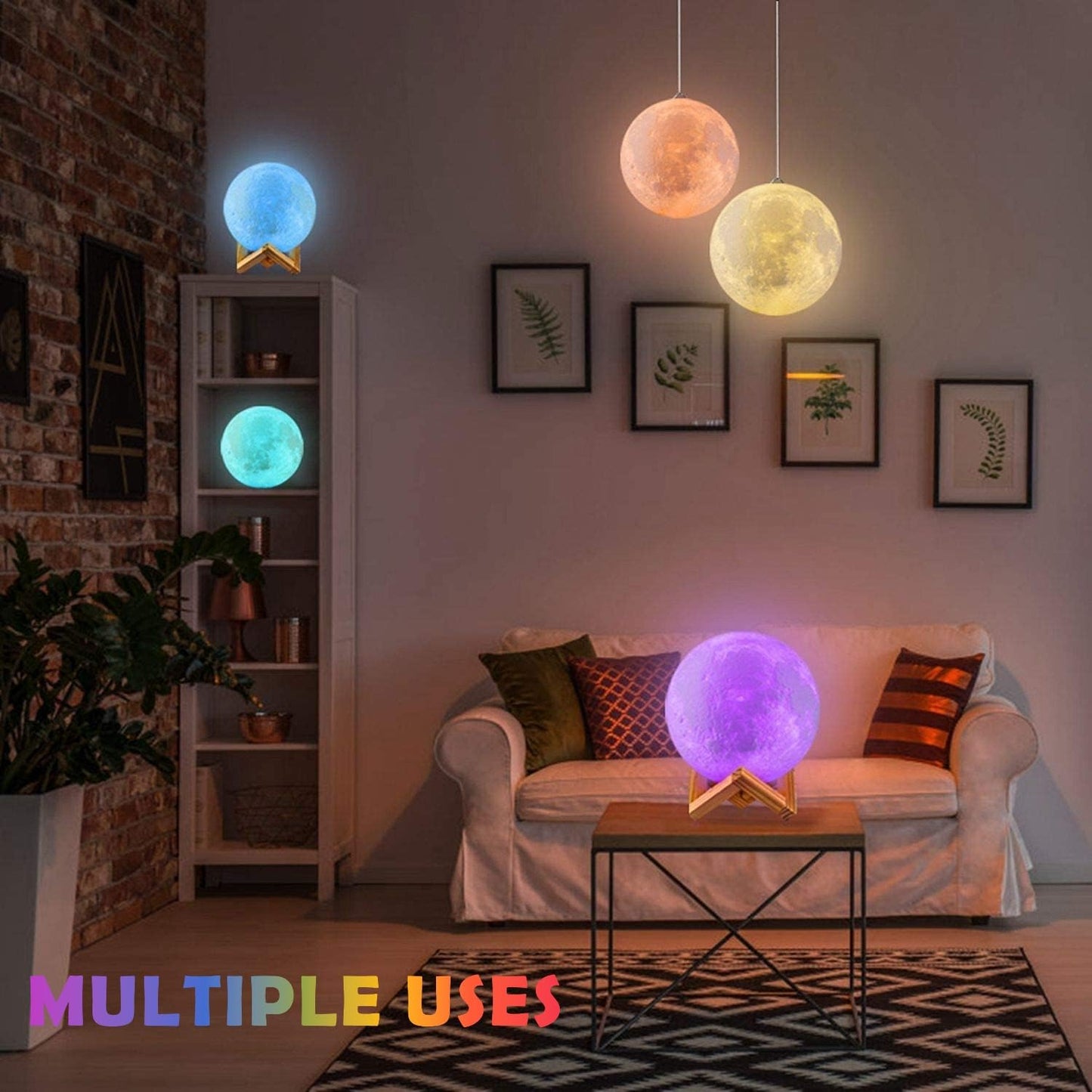 3D Moon Night Lamp β Rechargeable with 7 Color Changing Features