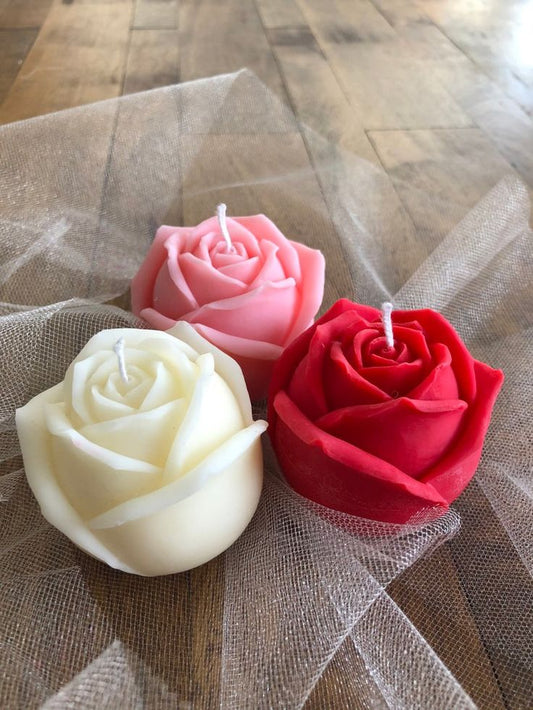 Premium Scented Rose Flower Candles – Set of 2 | Molded Floral Wax Candles for Gift & Home Aesthetics
