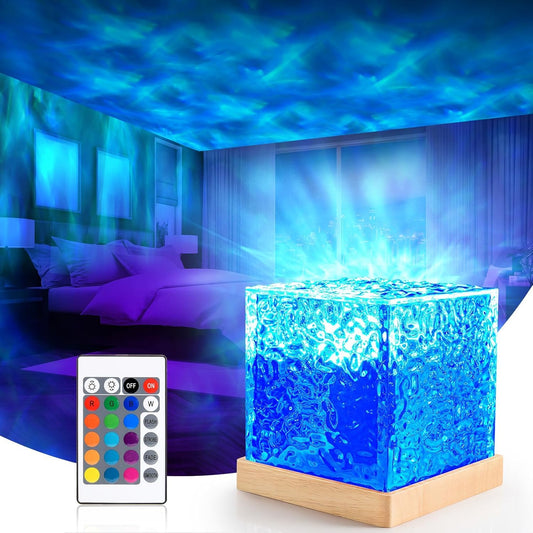 3D Ocean Wave LED Night Light Projector – 16 Colors with Remote for Bedroom &Lamp