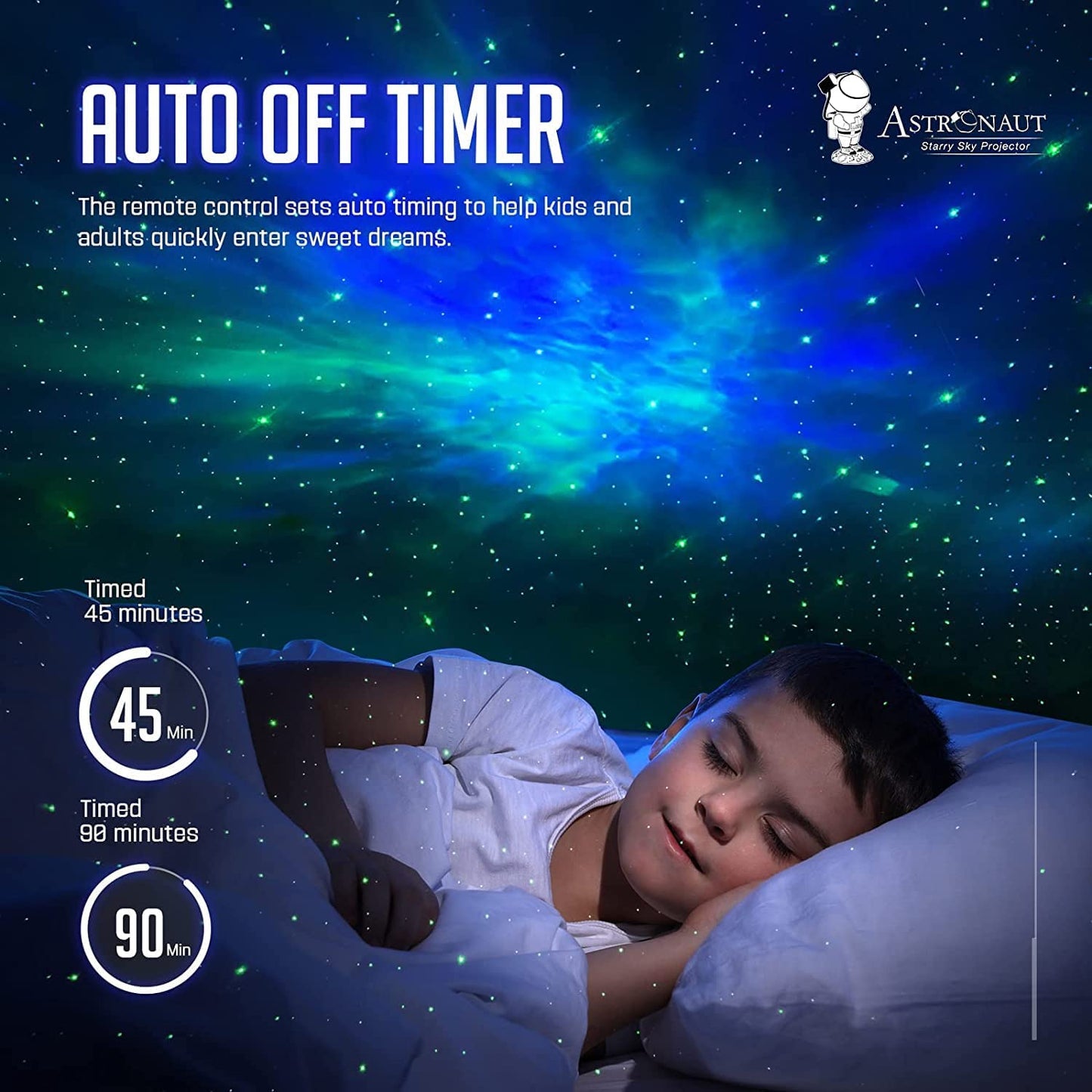 Astronaut Star Projector Night Light – Galaxy Projector with Timer &amp; 360° Rotation
