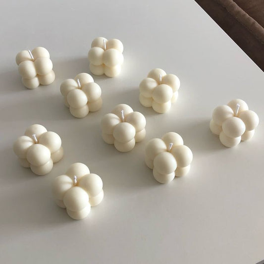Aesthetic Unscented Mini Bubble Candles – White Wax Decorative Set | Pack of 2 / 4 / 8 / 12 | Elegant Home Decor & Return Gift Item